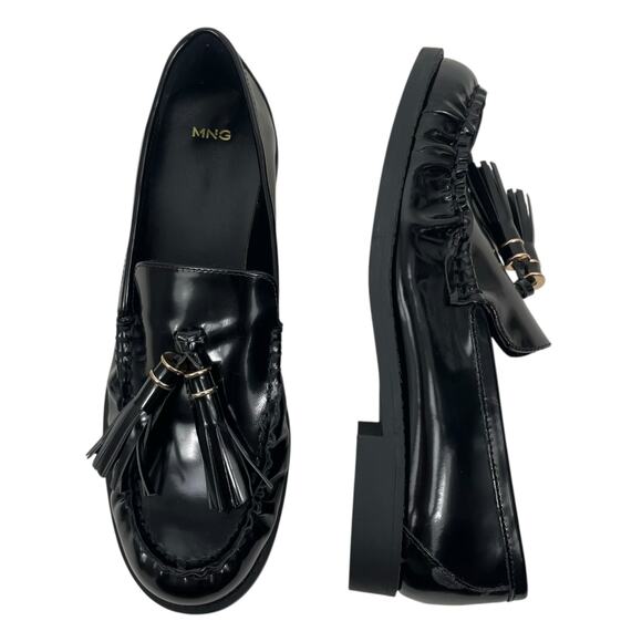 Mango Leather Slip On Loafer with Tassel Black Size 39/ 8.5 - Picture 12 of 12